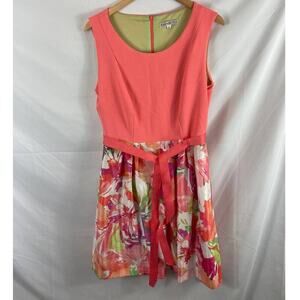 Robbie Bee Floral tie waist sleeveless dress 10